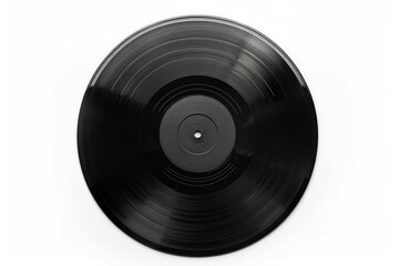 Obraz premium Black vinyl record on solid white background. Neural network AI generated