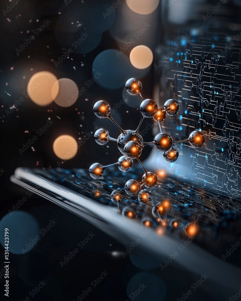 Poster molecular structure and atom visualization in science