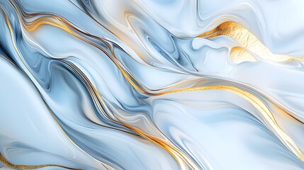 Mesmerizing Abstract Fluid Marble Texture with Swirling Blue and Gold Patterns