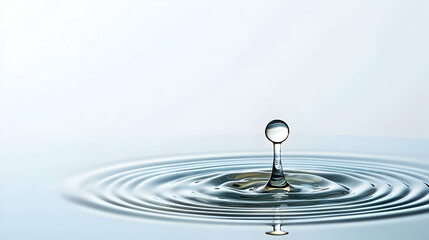 Close-Up Of A Single Water Droplet Splashing Into A Pool Of Water Creating Concentric Ripples