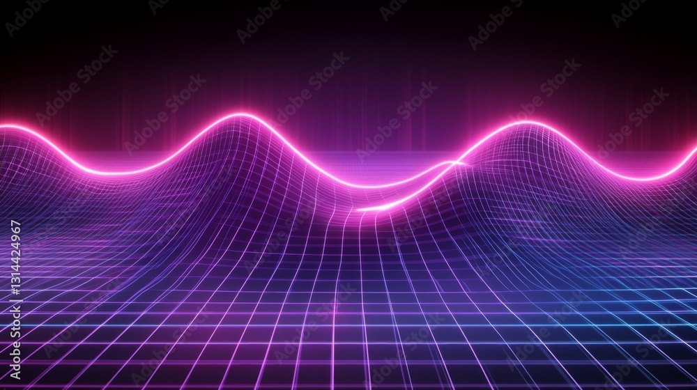 Poster A sleek D line graph with sharp, glowing edges and a steady upward trajectory, set against a futuristic digital grid background