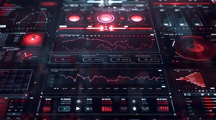 Futuristic Digital Corporate Dashboard with Financial Data Visualization