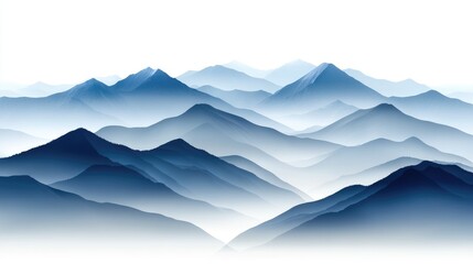 Fototapeta premium Serene Layered Mountains with Soft Blue Tones and Gentle Gradients in a Tranquil Landscape