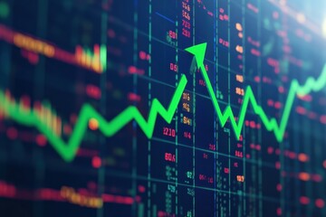 Trends in green advertising layouts with upward market movement indicators