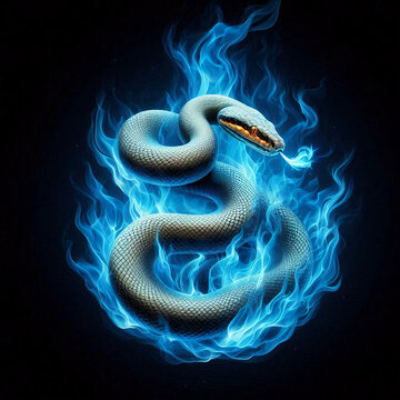 blue snake on black background
