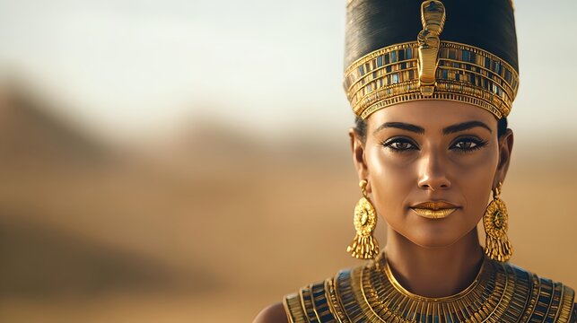 Egyptian Queen, Gold Jewelry, Desert - Strong female figures