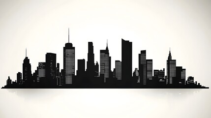 Obraz premium Striking Monochrome Silhouette of Futuristic Urban Cityscape