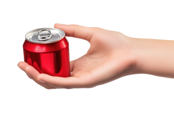 hand holding a tin can