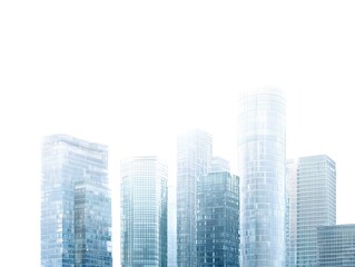 Fototapeta premium Elegant Minimalist City Skyline with Glass High Rise Buildings on White Background