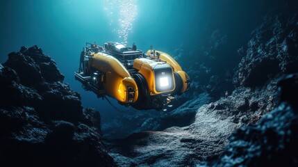 Autonomous underwater vehicle exploring the deep sea canyons and abyssal plains