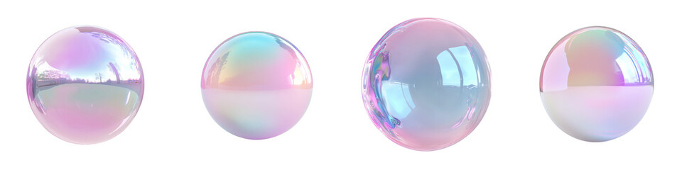 Vibrant pastel colors in a gradient pattern cover the surface of a smooth, glossy sphere, an abstract art piece isolated on a transparent background, available as a png