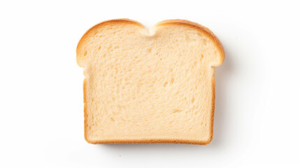 Single Slice White Bread Top View Isolated on White