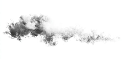 Elegant swirling smoke cloud with artistic tendrils on a stark white void