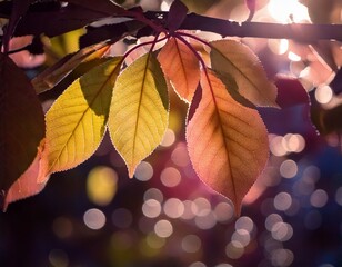 木々と木漏れ日、光が透ける葉. generated by AI