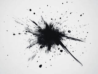 Dramatic black ink splatter against bright backdrop offering dynamic contrast