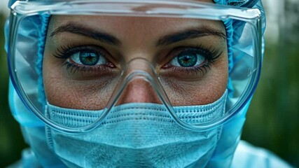 A Close-Up Portrait of a Female Scientist in Protective Gear