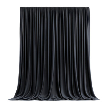 Elegant black velvet curtain draping gracefully