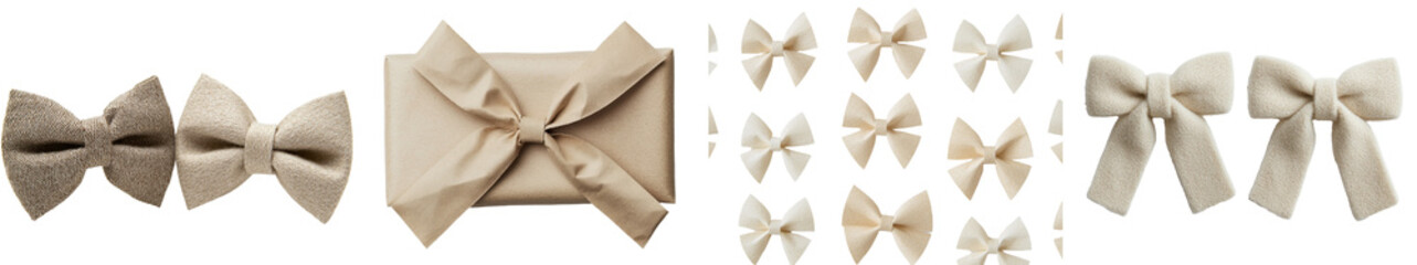 Elegant in design, this paper bow, created from brown paper, is well-suited for gift wrapping and craft applications, provided as a PNG image on a transparent background