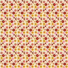 Seamless floral pattern with warm tones, featuring small delicate flowers. Ideal for textiles, wallpaper, gift wrap, and stationery