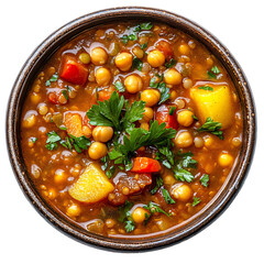 A Bowl of Moroccan Harira Hearty Soup Isolated on Transparent Background