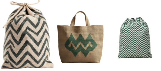 Eco-friendly and stylish, this tote bag boasts a green floral design, perfect for shopping and daily use, and is isolated on a transparent background in png format