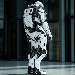 black and white robot