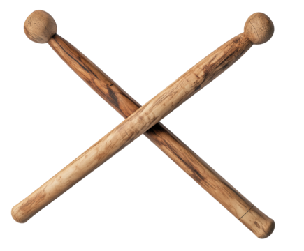 Drumsticks crossed, isolated on white