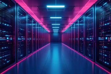 Fototapeta premium Data center technology showcase modern server room high-tech environment futuristic viewpoint