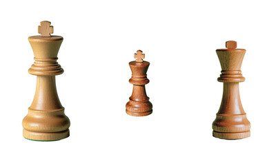 A green background serves as the setting for a wooden chess king piece, which symbolizes strategic thinking and leadership in a straightforward design