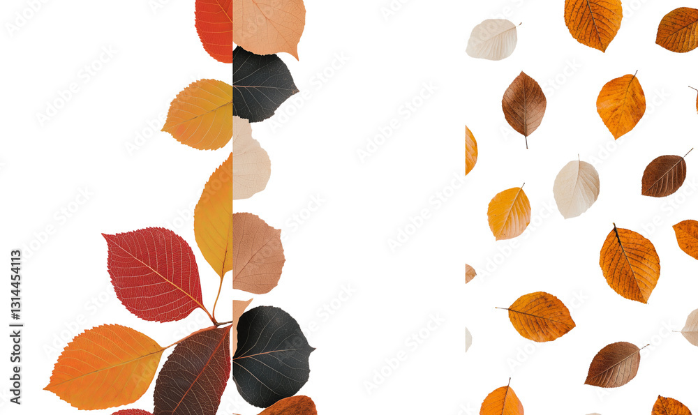 Poster the white backdrop serves as a canvas for a border of colorful autumn leaves, arranged in a pictures
