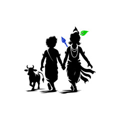 shree krishna silhouette icon design