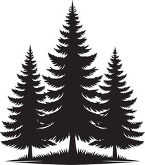 Obraz premium Pine Trees Forest Landscape silhouette vector illustration isolated on a white background