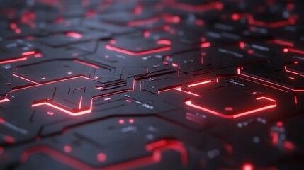Glowing Red Circuitry, Abstract Tech Background