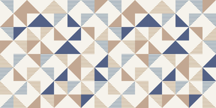 Retro style diagonal stripes and angular shapes. quilt blocks design, seamless repeating vector pattern, Abstract simple geometric background for fabric, textile design or interior decoration. colors