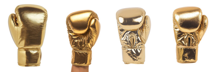 Representing the values of sportsmanship and victory, the golden boxing glove is a fitting element for designs centered around fitness and boxing, provided in png with a transparent background