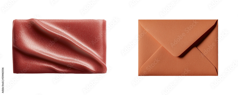 Poster Brown paper envelope lying open to reveal its inner fold and natural texture, set against a transparent background in a png image