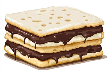 Delicious Dessert with Chocolate and Cream Between Two Crackers