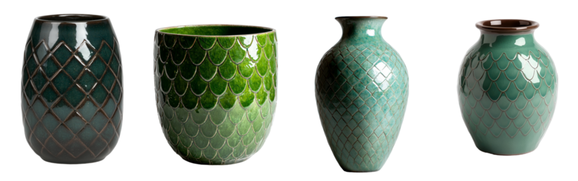 With its patterned design, this decorative ceramic vase is perfect for adding visual appeal to any room, and it is conveniently isolated on a transparent background in png format