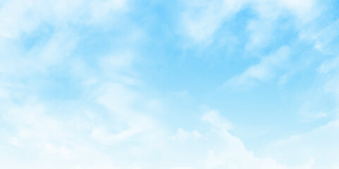Blue Sky With Fluffy White Clouds on a Bright Sunny Day. Vector Art Sky