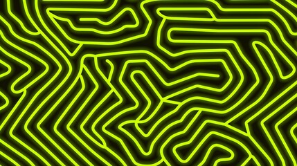 Seamless Background of vibrant Neon Shapes in light green Hues. Glowing Wallpaper