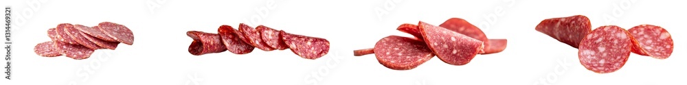 Poster this image features whole and sliced chorizo sausage, displaying its full length and detailed slices