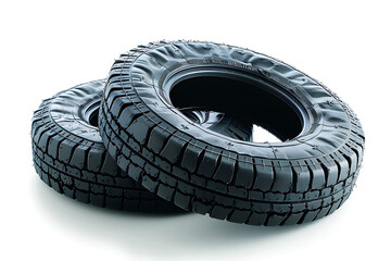 Black rubber off-road tires for trucks, SUVs, motorcycles, heavy-duty vehicles, automotive wheels, spare tire, car parts, all-terrain traction, rugged treads, and durable performance