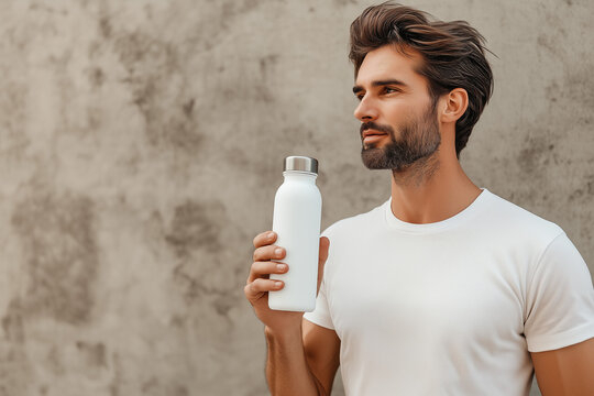 A handsome man holding a glass, exuding charm and elegance.