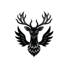 Obraz premium Deer with Phoenix Face Silhouette Vector Custom Animal Design