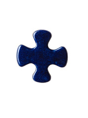 Obraz premium This blue puzzle piece, characterized by its rough surface and textured appearance, embodies connection and problem-solving, isolated on a transparent background as a png