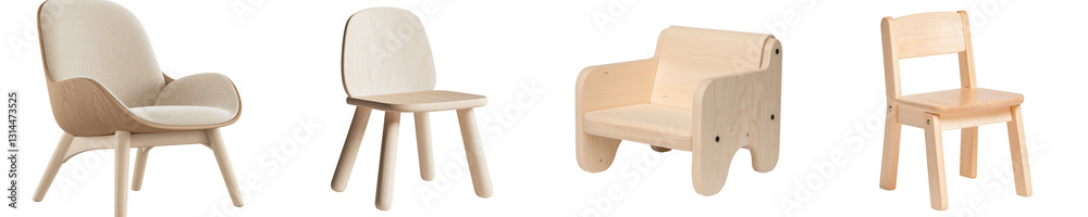 Aufkleber A simple and elegant design defines this 3D modern wooden chair, which can be easily placed in any room, and it is isolated on a transparent background in png format