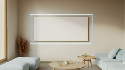 Modern Minimalist Living Room With Empty Frame