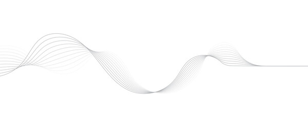 Gray wave curve lines abstract background with flowing particles. Digital energy waves technology concept. Modern backdrop design for business, presentation, banner.