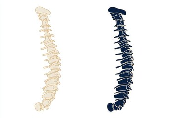 Human Spine Anatomy Illustration in Light and Dark Colors