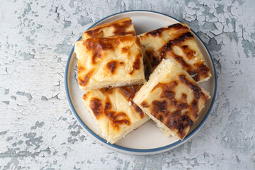 Delicious Turkish food; Tray pastry; (Turkish name; Su boregi)